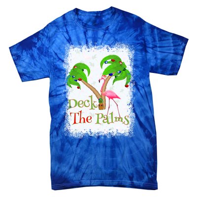 Deck The Palms Beach Christmas Flamingo Gift Tie-Dye T-Shirt