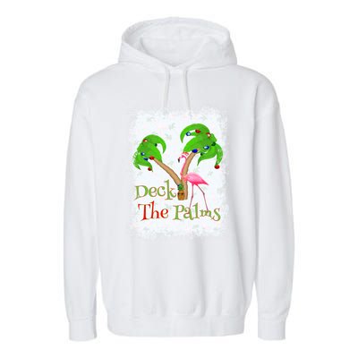 Deck The Palms Beach Christmas Flamingo Gift Garment-Dyed Fleece Hoodie