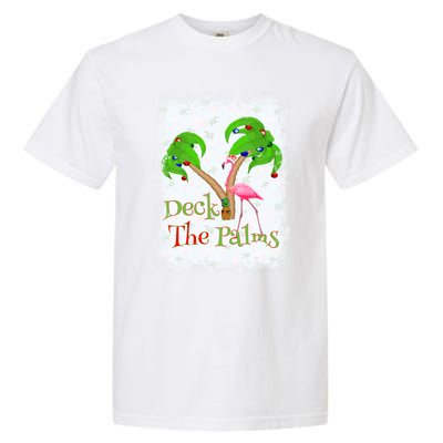 Deck The Palms Beach Christmas Flamingo Gift Garment-Dyed Heavyweight T-Shirt