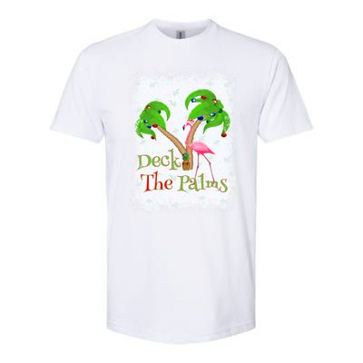 Deck The Palms Beach Christmas Flamingo Gift Softstyle® CVC T-Shirt