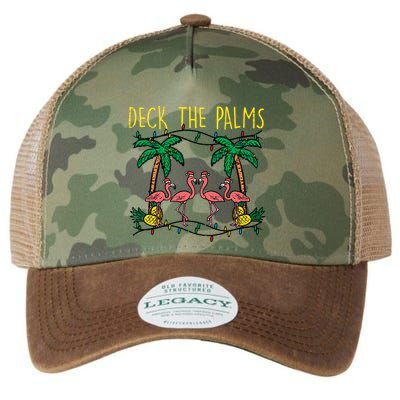 Deck The Palms Flamingo Xmas Pjs Christmas Pajamas Cool Gift Legacy Tie Dye Trucker Hat