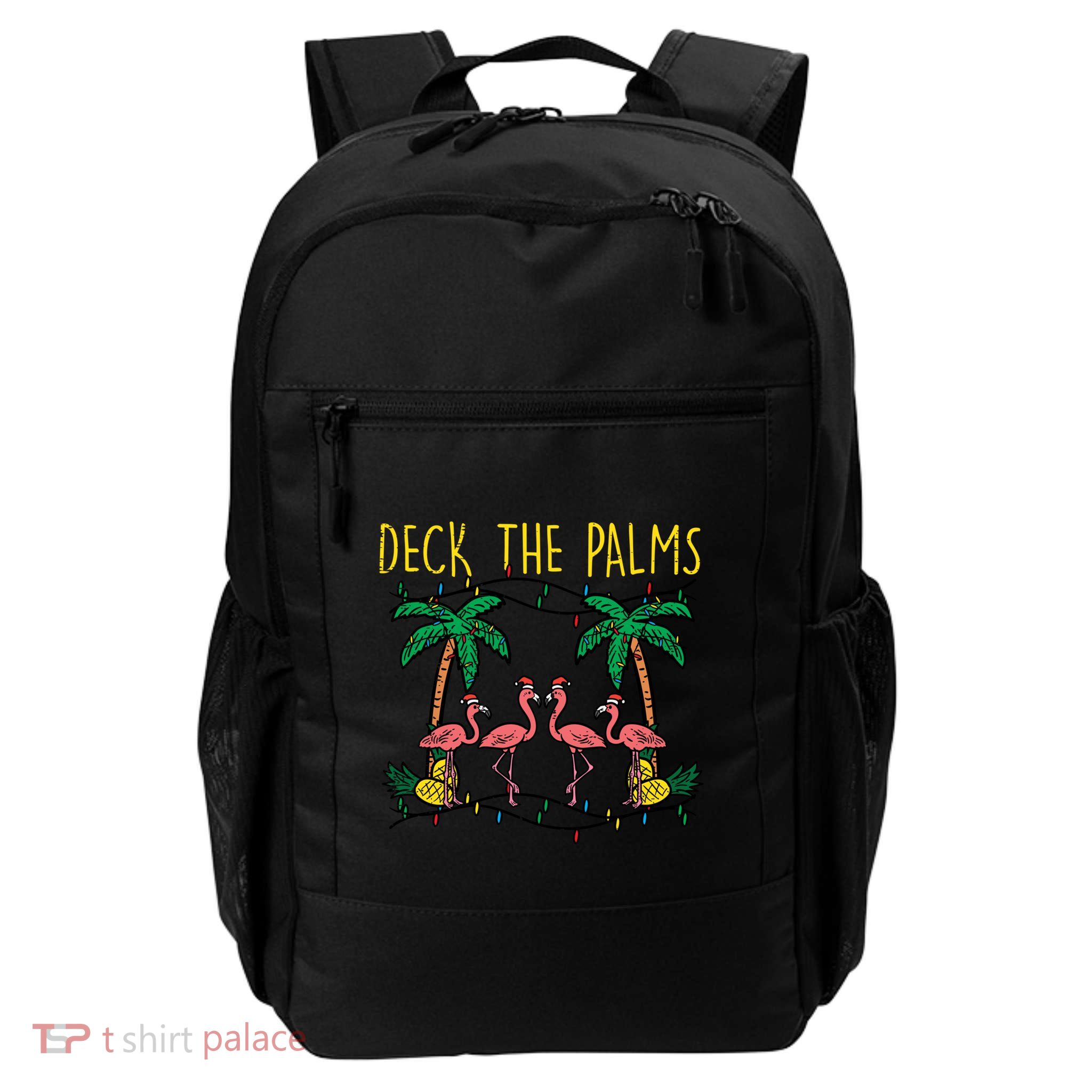 Deck The Palms Flamingo Xmas Pjs Christmas Pajamas Cool Gift Backpack