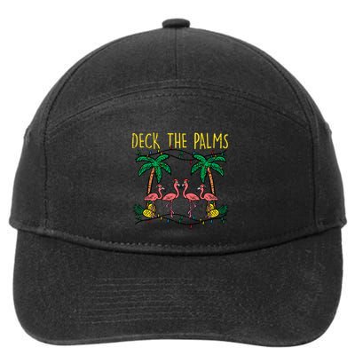 Deck The Palms Flamingo Xmas Pjs Christmas Pajamas Cool Gift 7-Panel Snapback Hat