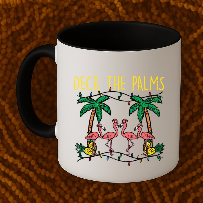 Deck The Palms Flamingo Xmas Pjs Christmas Pajamas Cool Gift Mug