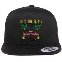 Deck The Palms Flamingo Xmas Pjs Christmas Pajamas Cool Gift Flat Bill Trucker Hat