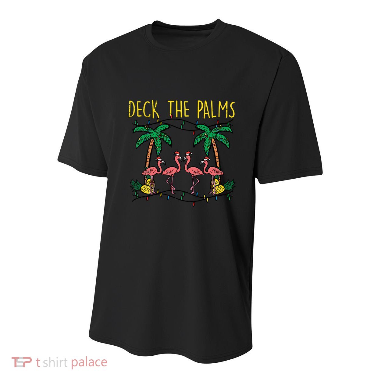 Deck The Palms Flamingo Xmas Pjs Christmas Pajamas Cool Gift Youth Performance Sprint T-Shirt