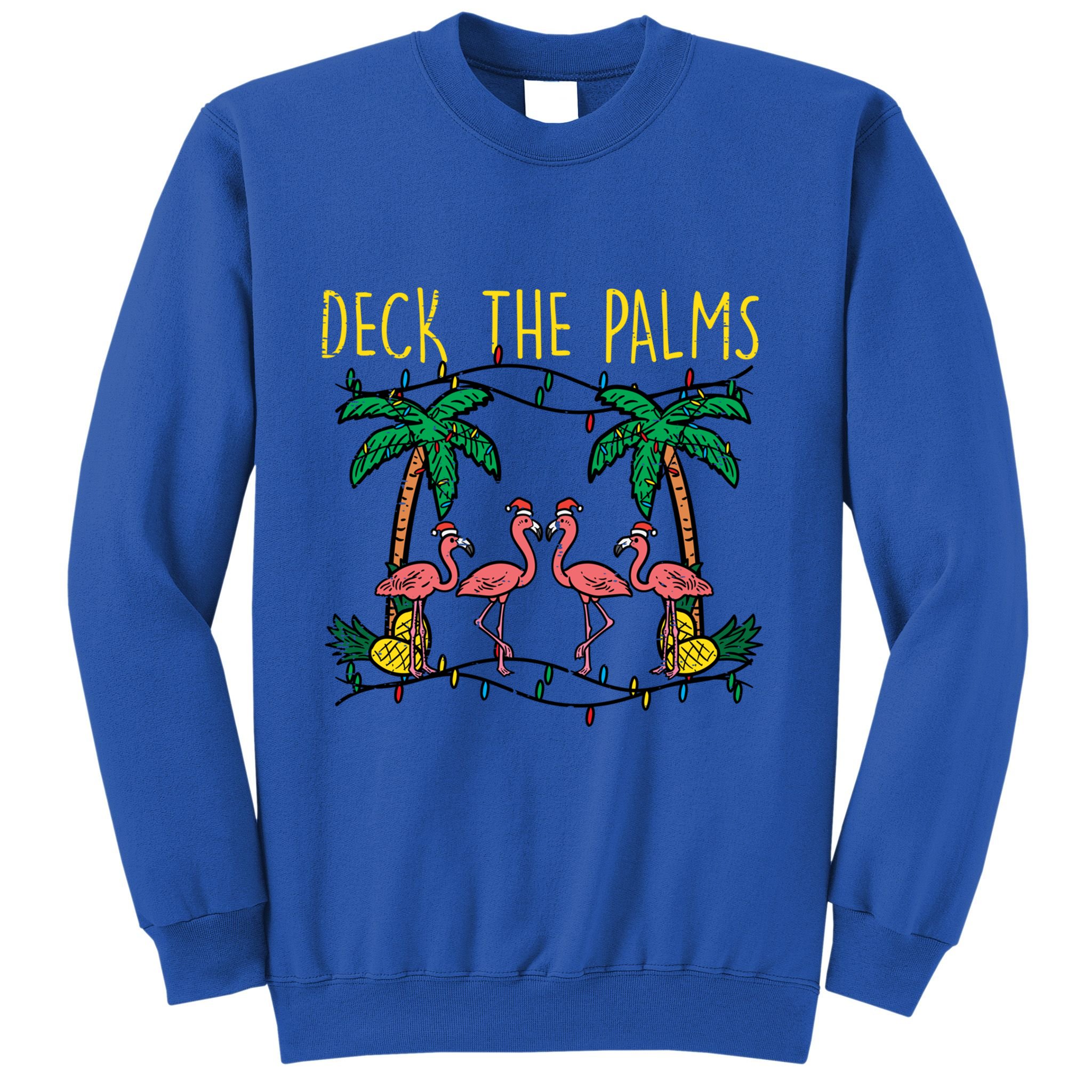 Deck The Palms Flamingo Xmas Pjs Christmas Pajamas Cool Gift Sweatshirt