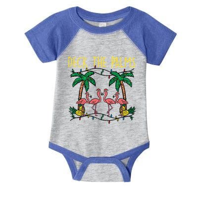 Deck The Palms Flamingo Xmas Pjs Christmas Pajamas Cool Gift Infant Baby Jersey Bodysuit