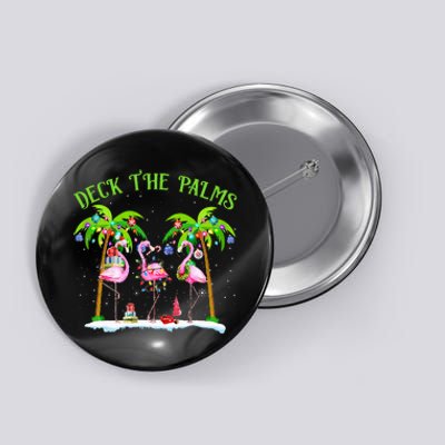 Deck the Palms Flamingo Tropical Christmas Lights Palm Tree Button