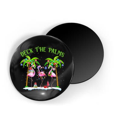 Deck the Palms Flamingo Tropical Christmas Lights Palm Tree Magnet