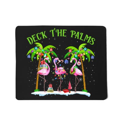 Deck the Palms Flamingo Tropical Christmas Lights Palm Tree Mousepad