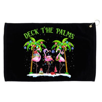 Deck the Palms Flamingo Tropical Christmas Lights Palm Tree Grommeted Golf Towel