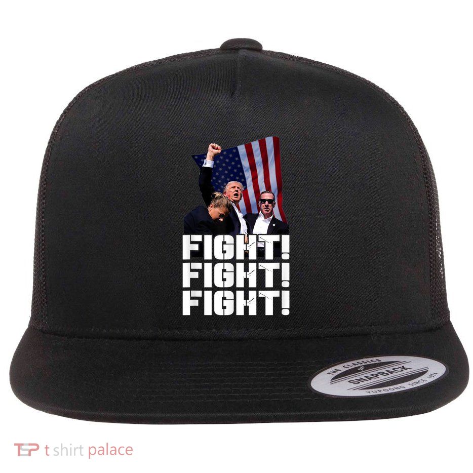 Donald Trump Photo After The Shooting At His Rally Flat Bill Trucker Hat