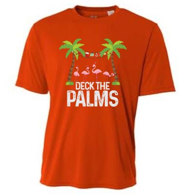 Deck The Palms Flamingo Christmas Light Christmas Gift Cooling Performance Crew T-Shirt