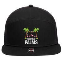 Deck The Palms Flamingo Christmas Light Christmas Gift 7 Panel Mesh Trucker Snapback Hat