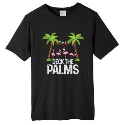 Deck The Palms Flamingo Christmas Light Christmas Gift Tall Fusion ChromaSoft Performance T-Shirt