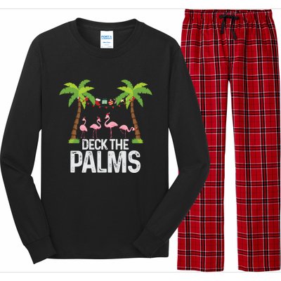 Deck The Palms Flamingo Christmas Light Christmas Gift Long Sleeve Pajama Set