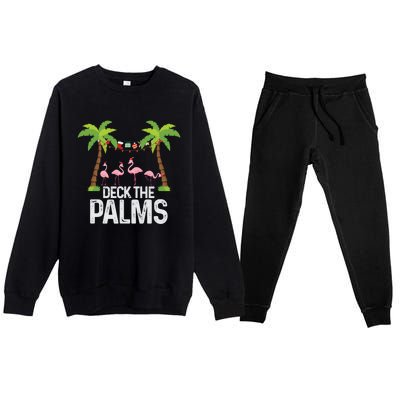 Deck The Palms Flamingo Christmas Light Christmas Gift Premium Crewneck Sweatsuit Set