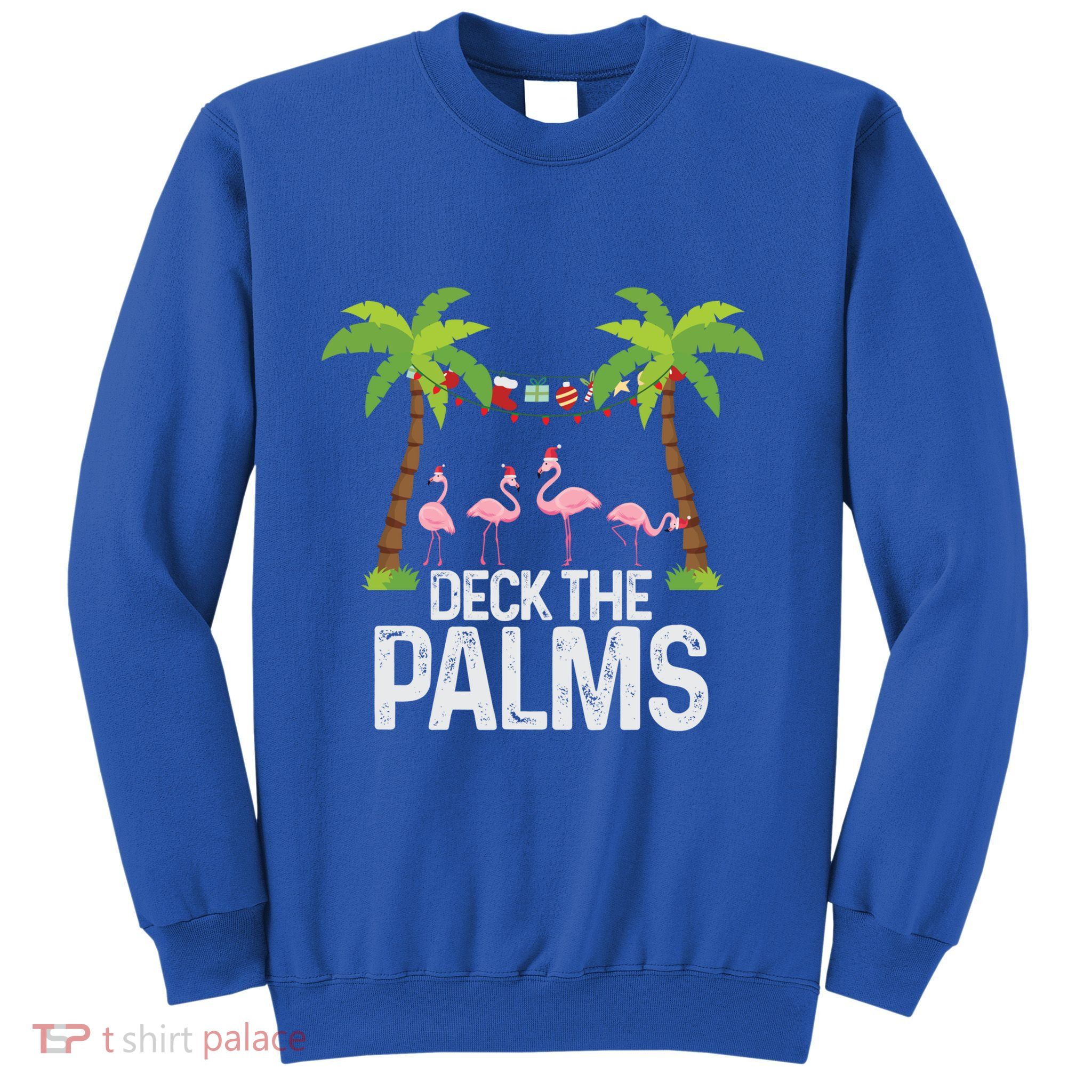 Deck The Palms Flamingo Christmas Light Christmas Gift Sweatshirt