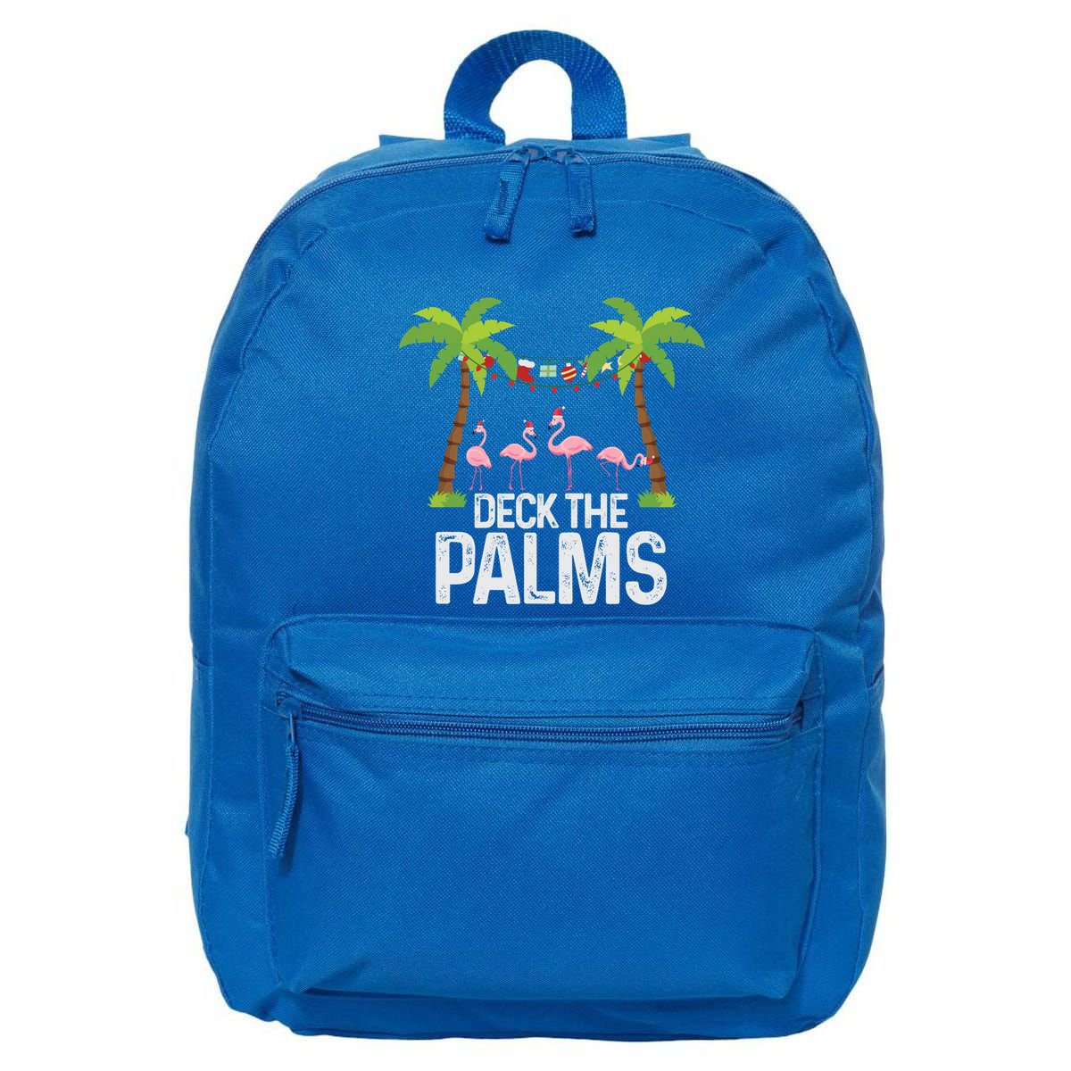 Deck The Palms Flamingo Christmas Light Christmas Gift 16 in Basic Backpack