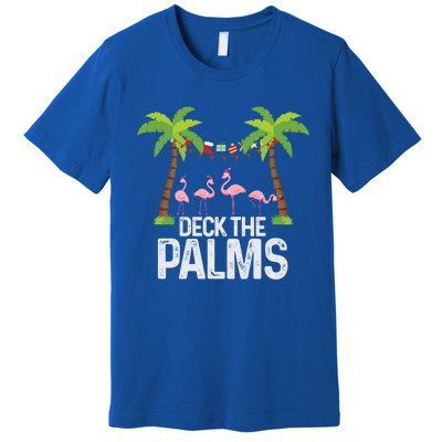 Deck The Palms Flamingo Christmas Light Christmas Gift Premium T-Shirt