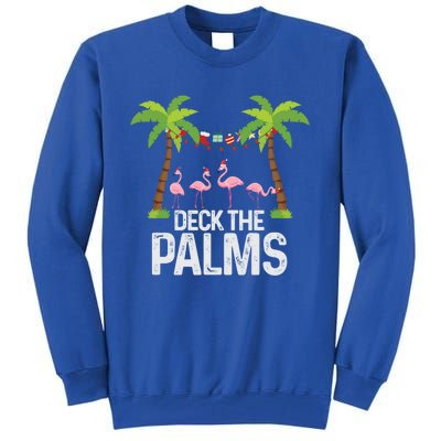 Deck The Palms Flamingo Christmas Light Christmas Gift Tall Sweatshirt