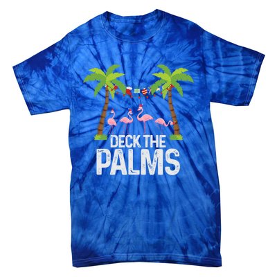 Deck The Palms Flamingo Christmas Light Christmas Gift Tie-Dye T-Shirt