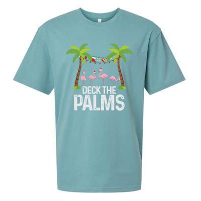 Deck The Palms Flamingo Christmas Light Christmas Gift Sueded Cloud Jersey T-Shirt