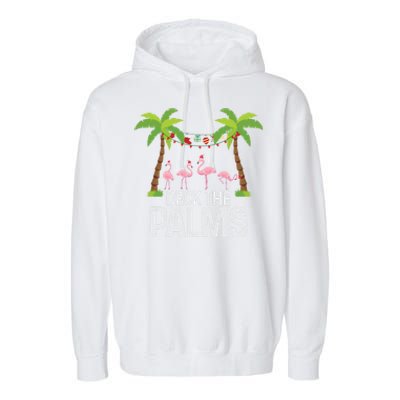 Deck The Palms Flamingo Christmas Light Christmas Gift Garment-Dyed Fleece Hoodie