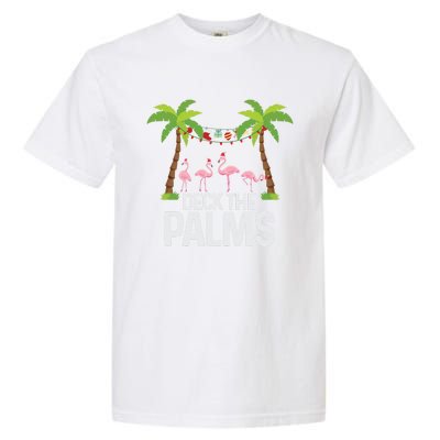 Deck The Palms Flamingo Christmas Light Christmas Gift Garment-Dyed Heavyweight T-Shirt