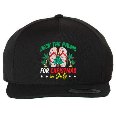Deck The Palms For Christmas In July Funny Christmas July Funny Gift Wool Snapback Cap