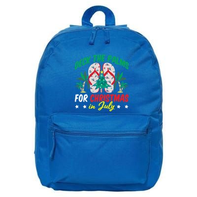 Deck The Palms For Christmas In July Funny Christmas July Funny Gift 16 in Basic Backpack