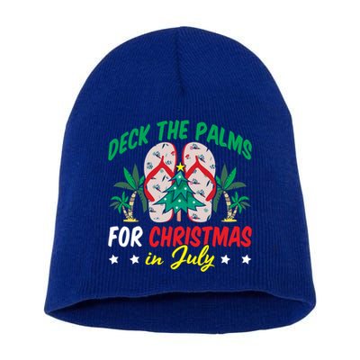 Deck The Palms For Christmas In July Funny Christmas July Funny Gift Short Acrylic Beanie