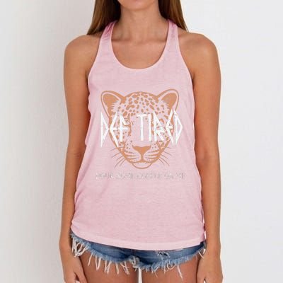 Def Tired Pour Some Coffee On Me Mom Leopard MotherS Day Women's Knotted Racerback Tank