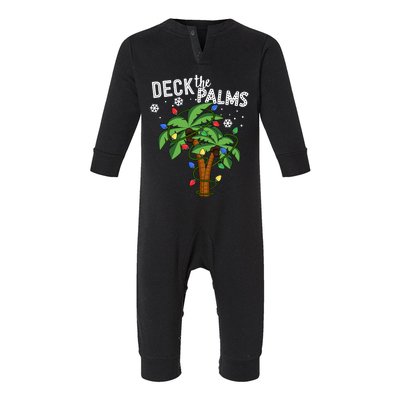 Deck The Palms Hawaii Christmas Palm Tree Lights Gift Infant Fleece One Piece