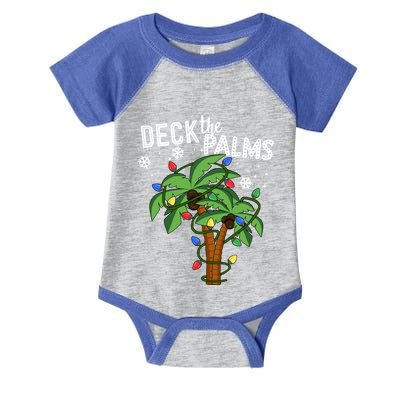 Deck The Palms Hawaii Christmas Palm Tree Lights Gift Infant Baby Jersey Bodysuit