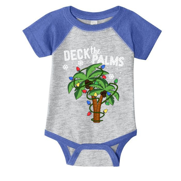 Deck The Palms Hawaii Christmas Palm Tree Lights Gift Infant Baby Jersey Bodysuit