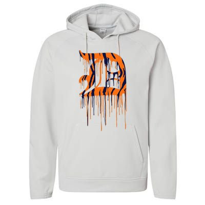 Detroit Tiger Paint Drip Performance Fleece Hoodie