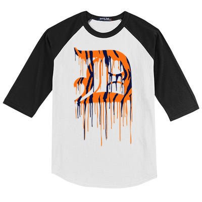 Detroit Tiger Paint Drip Kids Colorblock Raglan Jersey