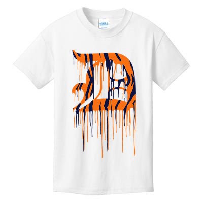 Detroit Tiger Paint Drip Kids T-Shirt