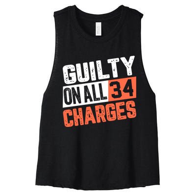 Donald Trump President 45 Guilty On All 34 Counts Charges Women's Racerback Cropped Tank