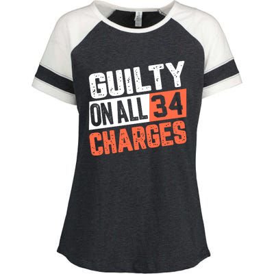 Donald Trump President 45 Guilty On All 34 Counts Charges Enza Ladies Jersey Colorblock Tee