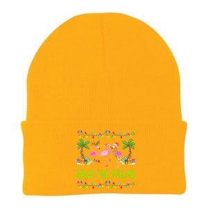 Deck The Palms Merry Flamingo Christmas Funny Knit Cap Winter Beanie