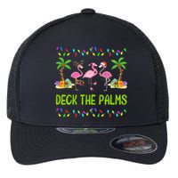 Deck The Palms Merry Flamingo Christmas Funny Flexfit Unipanel Trucker Cap