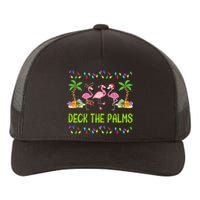 Deck The Palms Merry Flamingo Christmas Funny Yupoong Adult 5-Panel Trucker Hat