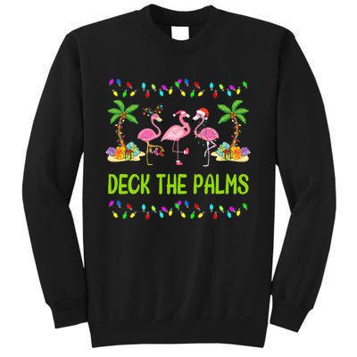 Deck The Palms Merry Flamingo Christmas Funny Sweatshirt