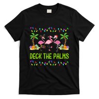 Deck The Palms Merry Flamingo Christmas Funny T-Shirt