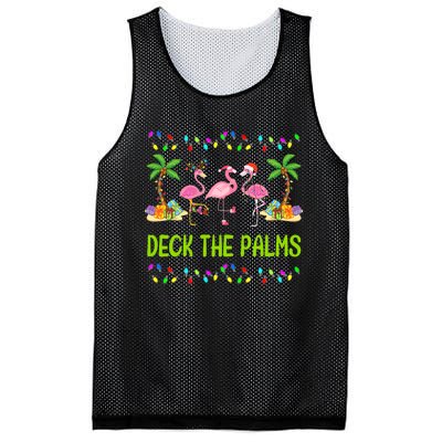 Deck The Palms Merry Flamingo Christmas Funny Mesh Reversible Basketball Jersey Tank