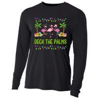 Deck The Palms Merry Flamingo Christmas Funny Cooling Performance Long Sleeve Crew