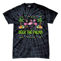 Deck The Palms Merry Flamingo Christmas Funny Tie-Dye T-Shirt